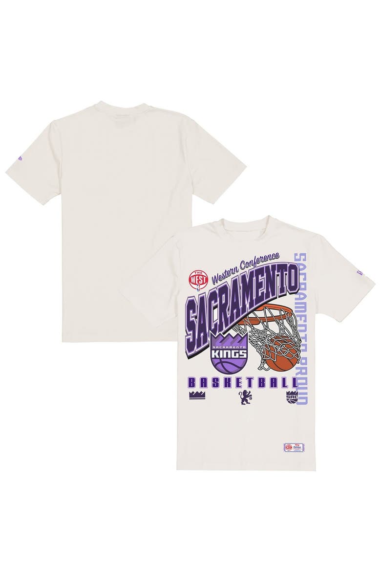 Men's New Era  Cream Sacramento Kings Oversized City Edition Remix Vintage T-Shirt, Main, color, Cream