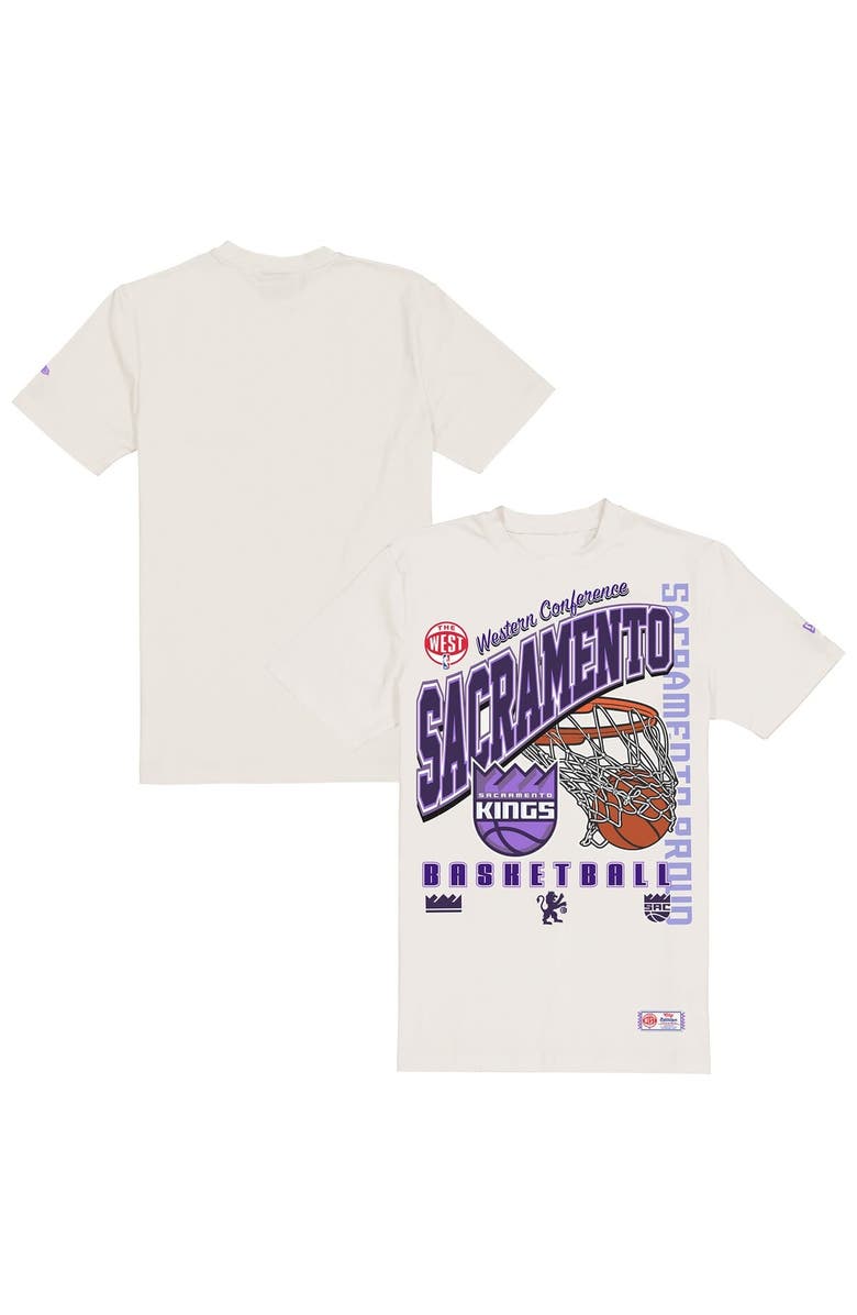New Era Men's New Era Cream Sacramento Kings Oversized City Edition Remix Vintage T-Shirt, Main, color, Cream