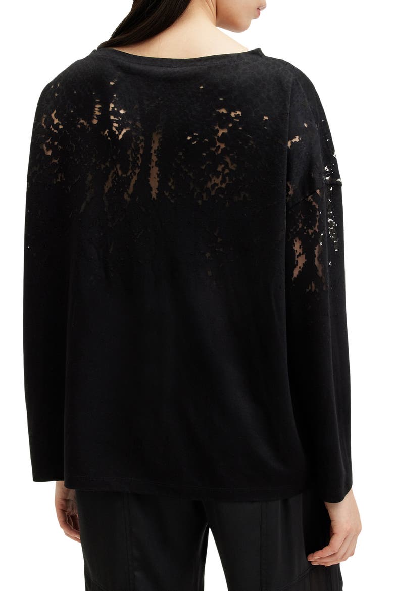 Rita Lace Inset Long Sleeve T-Shirt, Alternate, color, BLACK