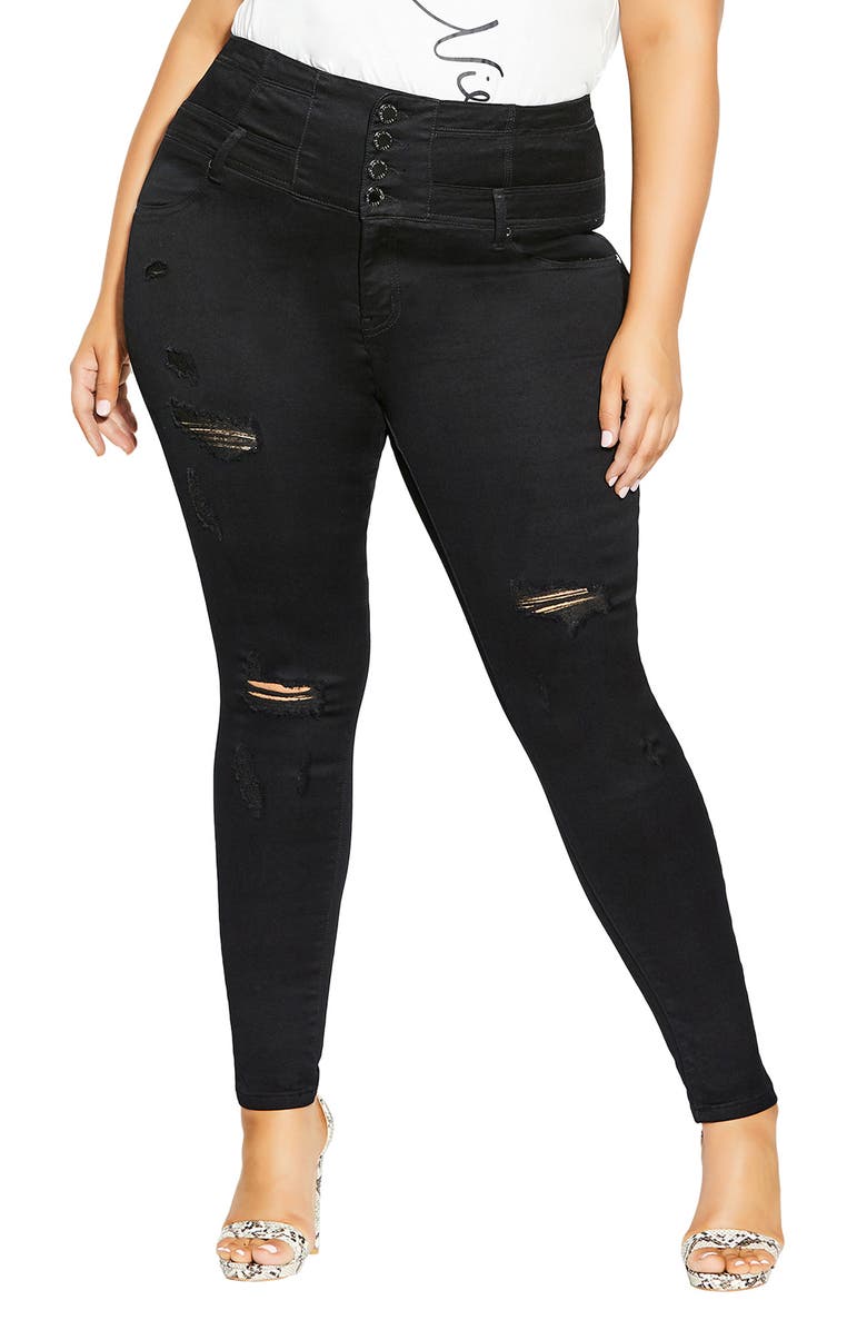 City Chic Asha Ripped Skinny Jeans, Main, color,