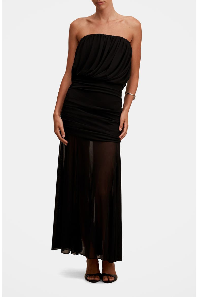 Bandeau Draped Maxi Dress, Main, color, BLACK