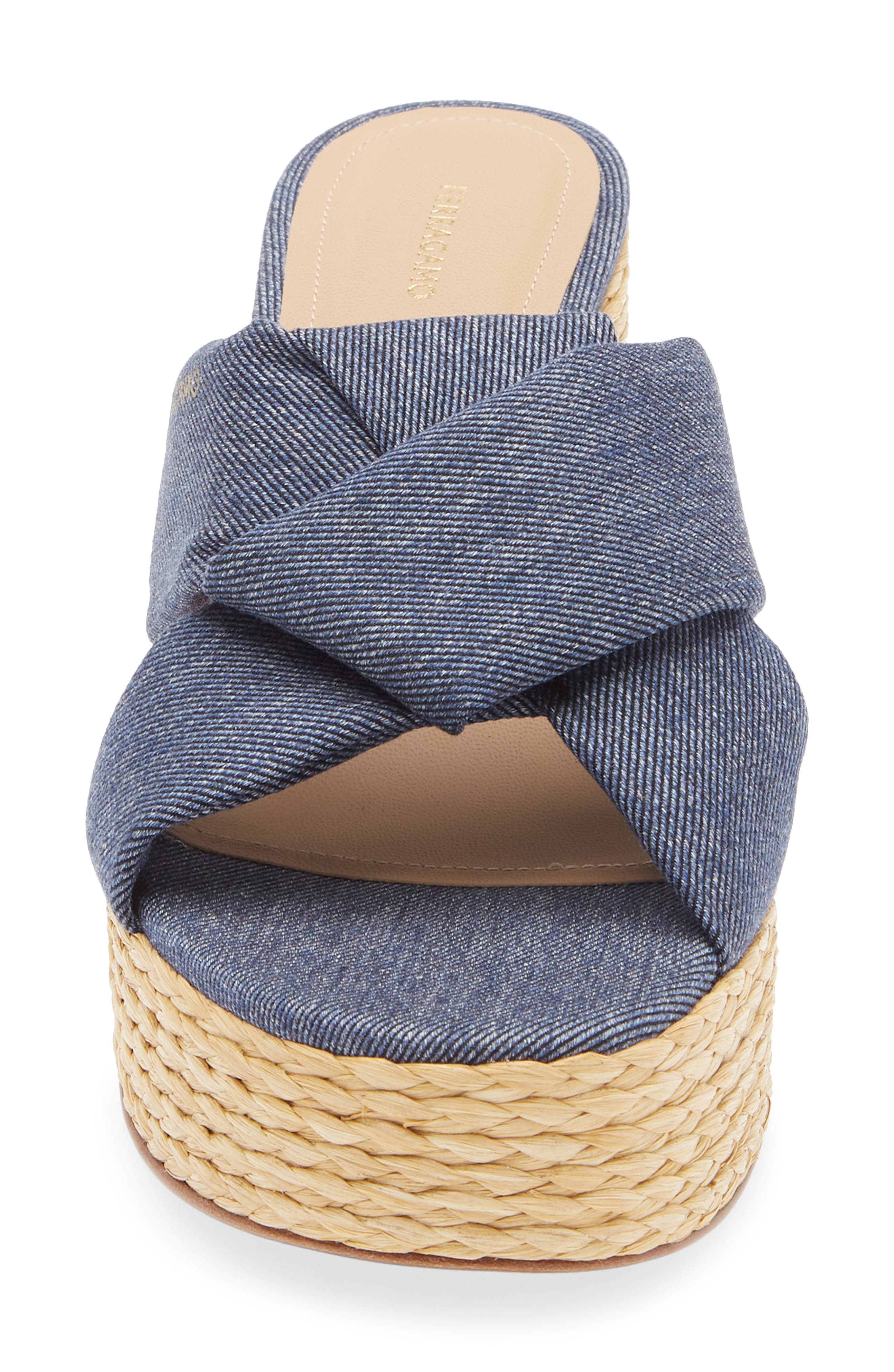 FERRAGAMO Douglas Platform Slide Sandal, Alternate, color, Denim