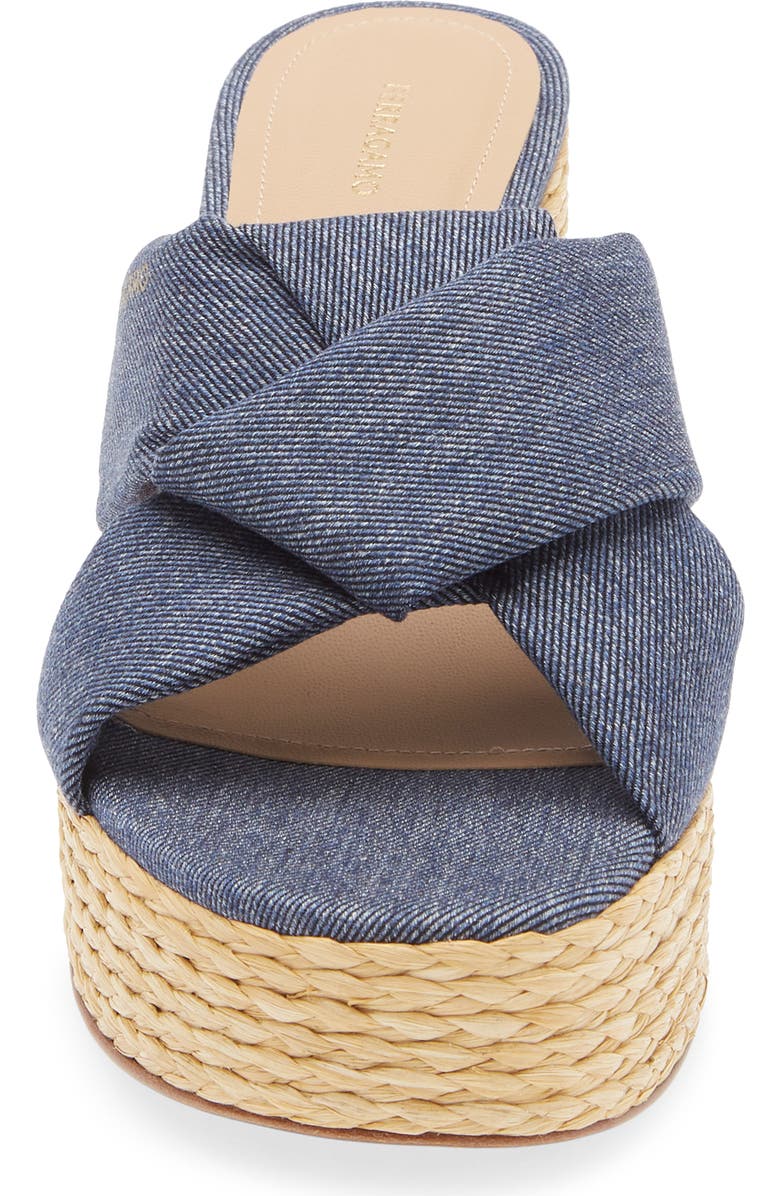 FERRAGAMO Douglas Platform Slide Sandal, Alternate, color, Denim