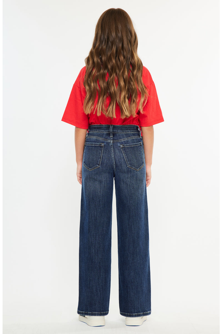 Andy High Rise Kids Wide Leg Jeans, Alternate, color, Dark Wash