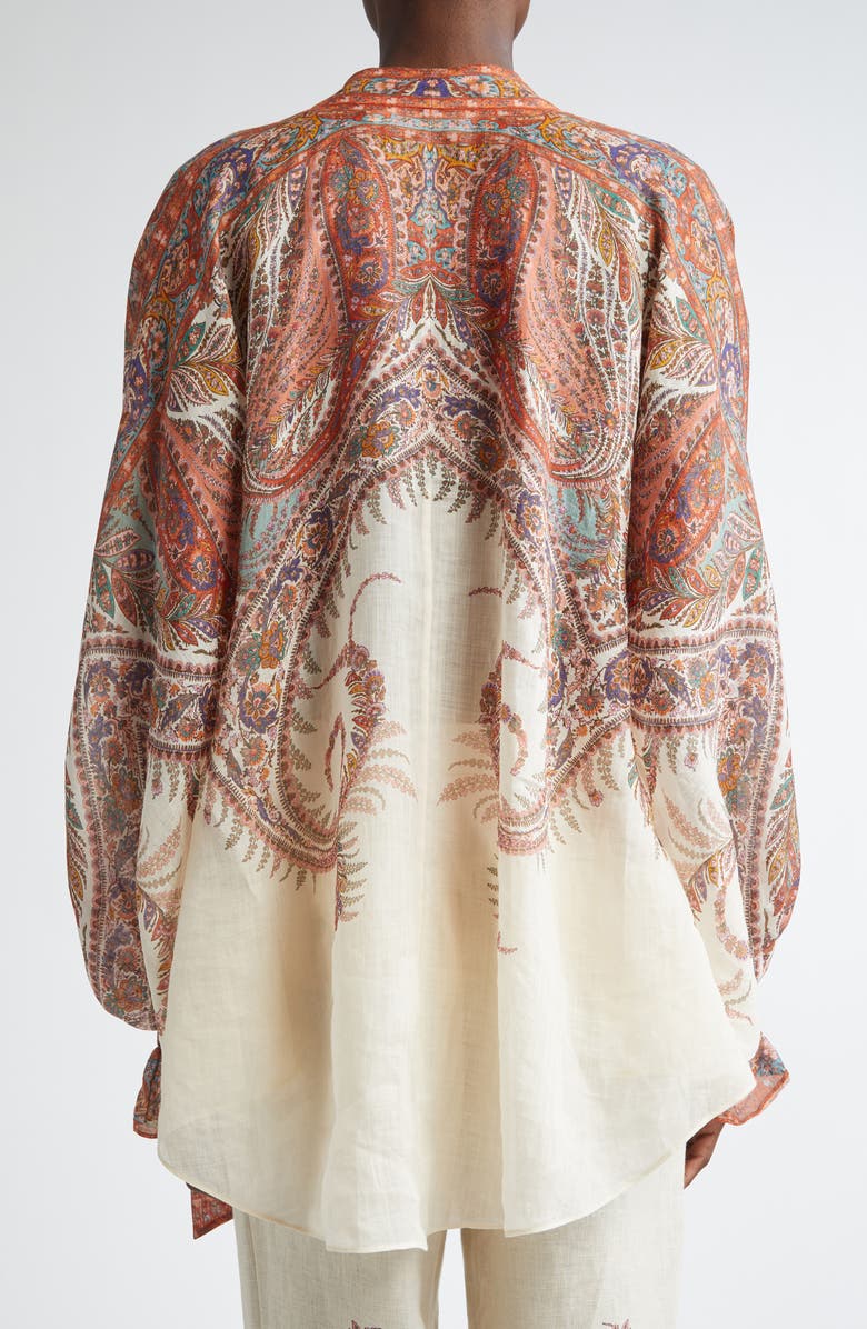 Zimmermann Rhiannon Paisley Tie Neck Top, Alternate, color, Cream Paisley