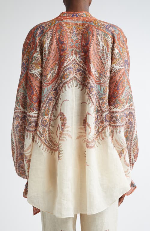Zimmermann Rhiannon Multicolor Blouse With Tie Closure On The Front And Paisley Print In Ramie Woman In Multi