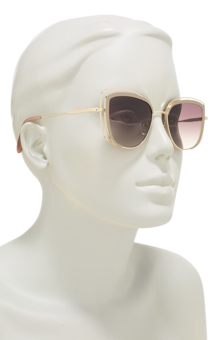 BCBG 53mm Vented Cat Eye Sunglasses, Alternate, color, Taupe