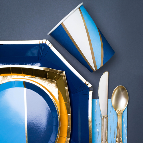 Jollity & Co . The Markle Blue And Gold Dessert Plates In Multi