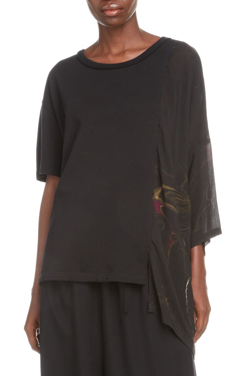 Y's by Yohji Yamamoto Woven Panel Oversize Top, Main, color, 