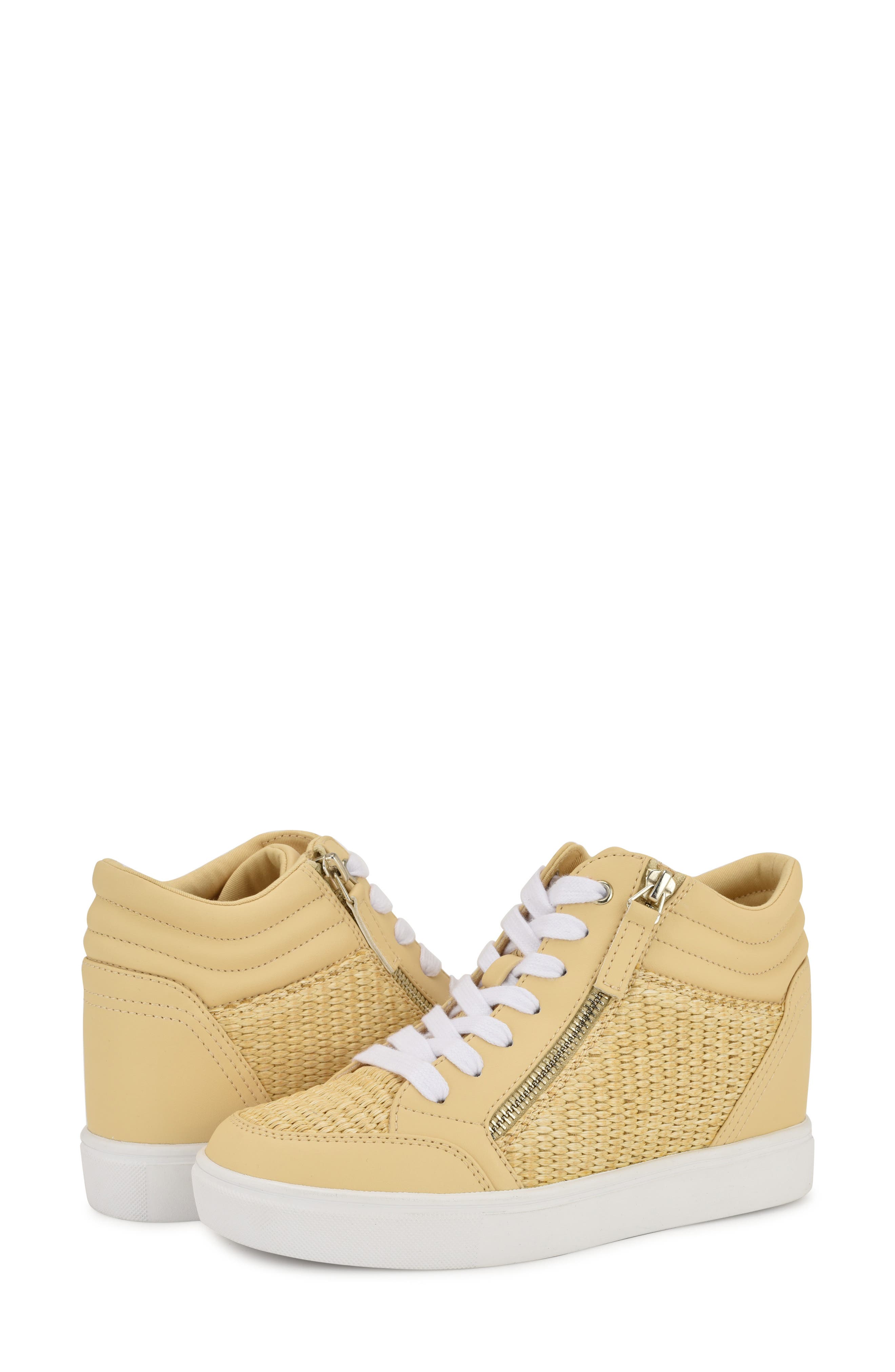 Nine West Tons Lace-Up Wedge Sneaker, Alternate, color, Light Natural