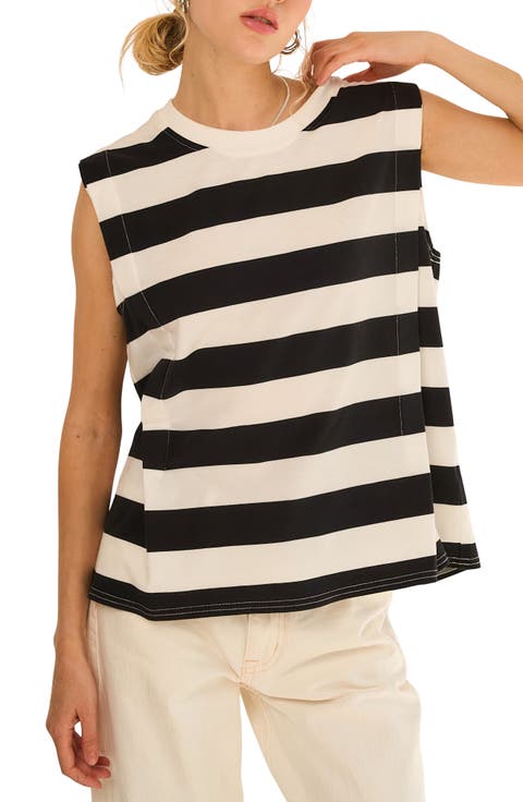 Stripe Pleated Tank