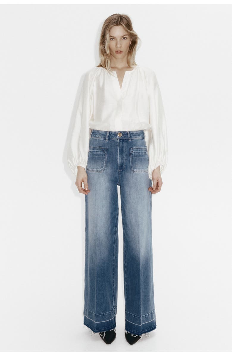 H&M Wide High Jeans, Alternate, color, Denim Blue