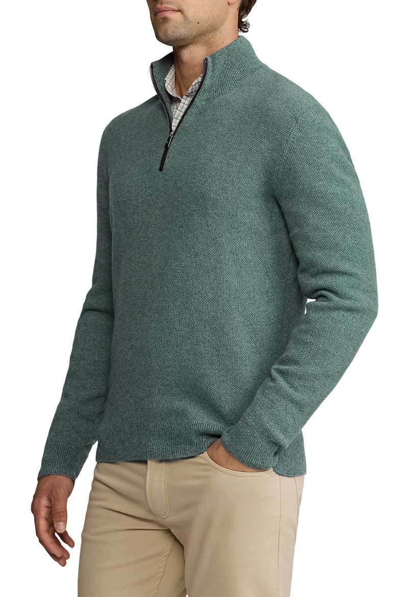 Cashmere Bird's Eye Quarter Zip Pullover, Alternate, color, BLUE MULTI