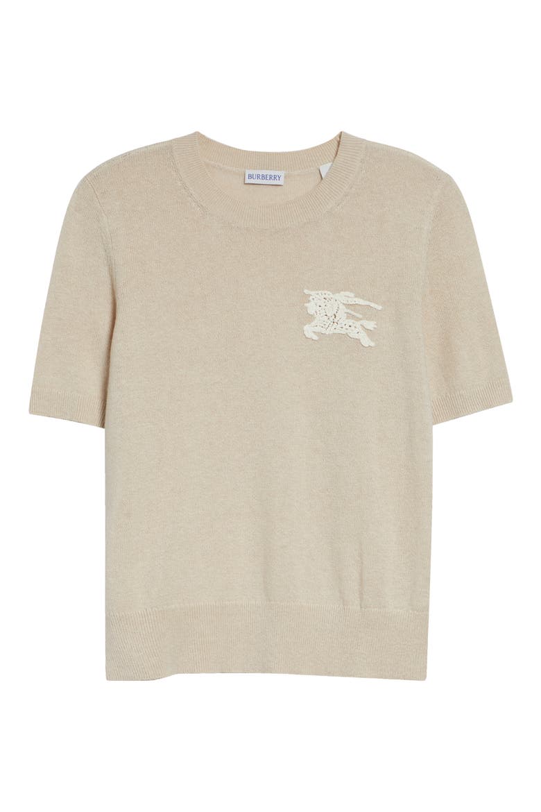 EKD Short Sleeve Wool & Cotton Sweater, Alternate, color, EASEL BEIGE
