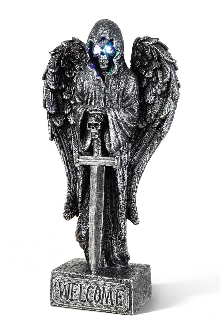 Halloween Lighted Resin Grim Reaper Skulls Candles Table Decor with Timer, Main, color, Black