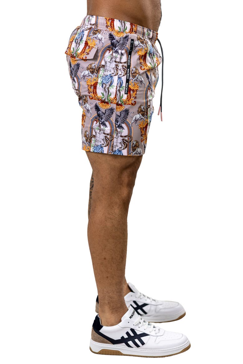Swim Marthyr Print Swim Trunks, Alternate, color, BROWN