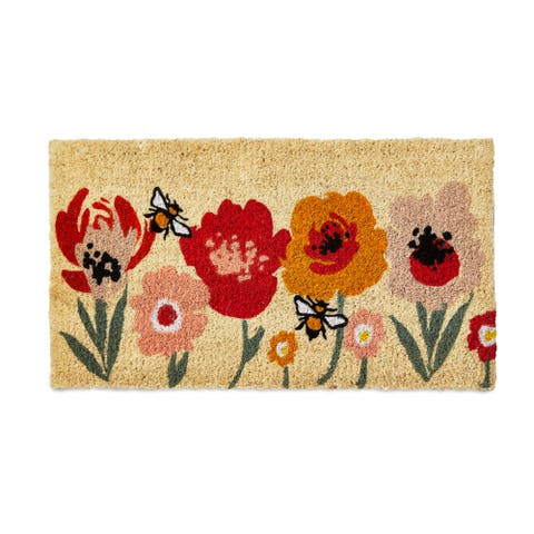 Bee Blossom Floral Coir Mat Multi Coir Everyday
