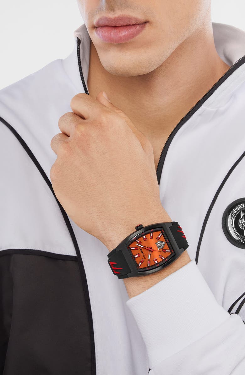 PLEIN SPORT Three-Hand Quartz Silicone Strap Watch, 40mm, Alternate, color, Black