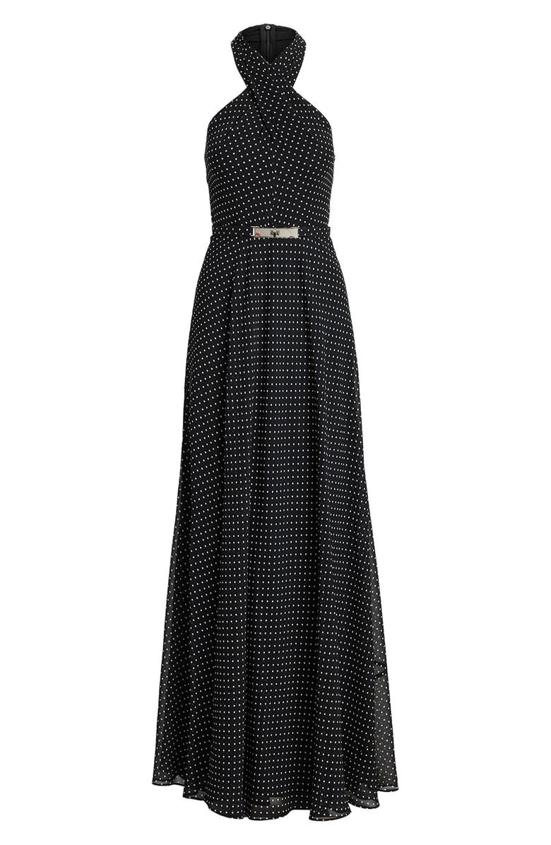 Lauren Ralph Lauren Polka Dot Belted Georgette Gown, Alternate, color,