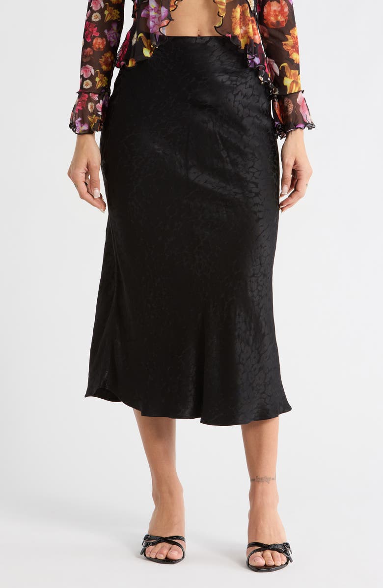 Desigual Satin Bias Skirt, Main, color, Black
