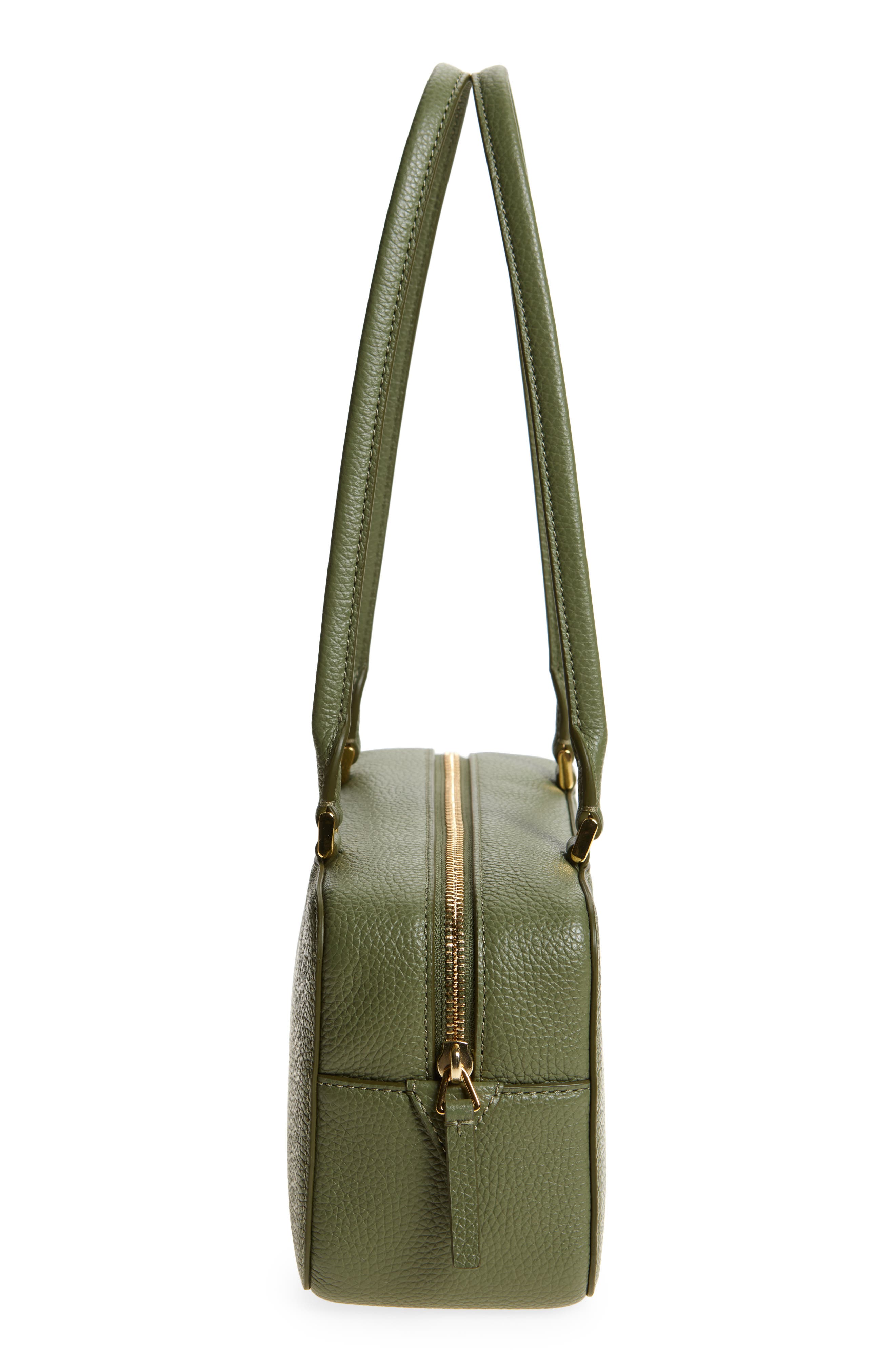 Veronica Beard Boxy Leather Shoulder Bag, Alternate, color, Stone Army