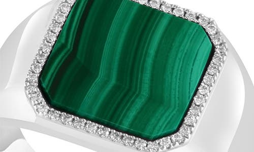 Effy Sterling Silver Malachite & Diamond Signet Ring In Green