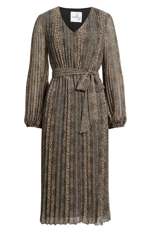 Sam Edelman Animal Pleated Long Sleeve Midi Dress In Animal Print
