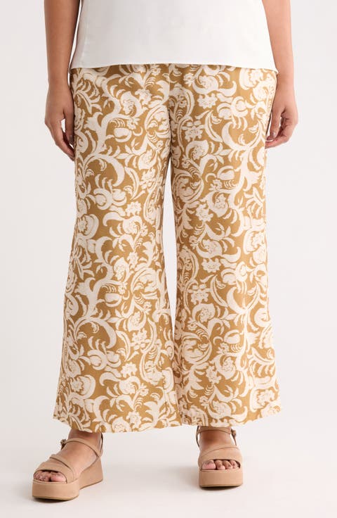 Wide Leg Printed Pants (Plus)
