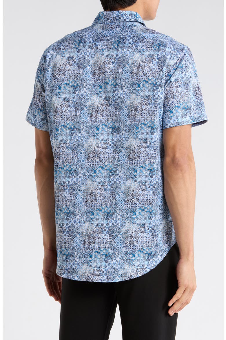 Short Sleeve Button Up Shirt, Alternate, color, BLUE MULTI