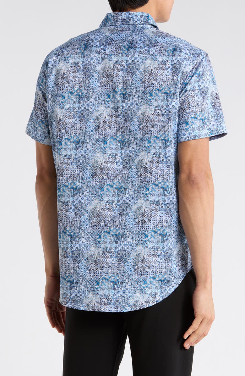 Robert Graham Short Sleeve Button Up Shirt, Alternate, color, Blue Multi