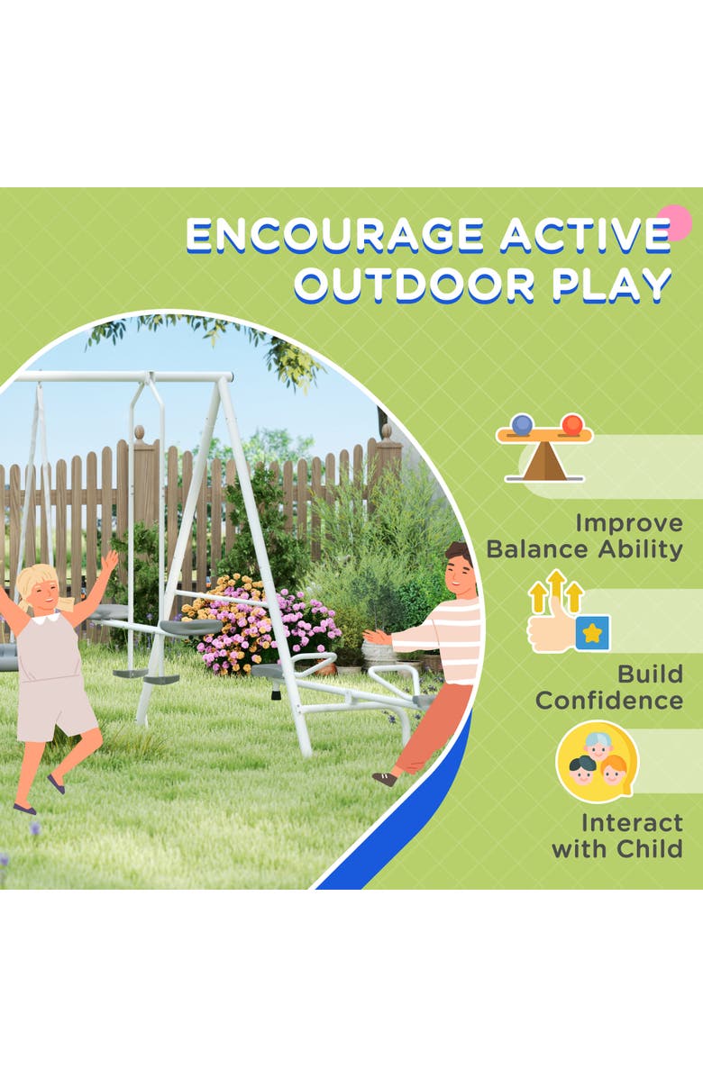Outsunny 5-in-1 Backyard Swing Set with 29.5" Saucer Swing, Slide, Seesaw, Glider, Swing Seat, Alternate, color, 