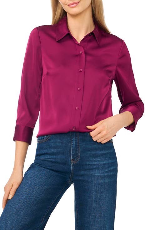 Button Front Satin Shirt