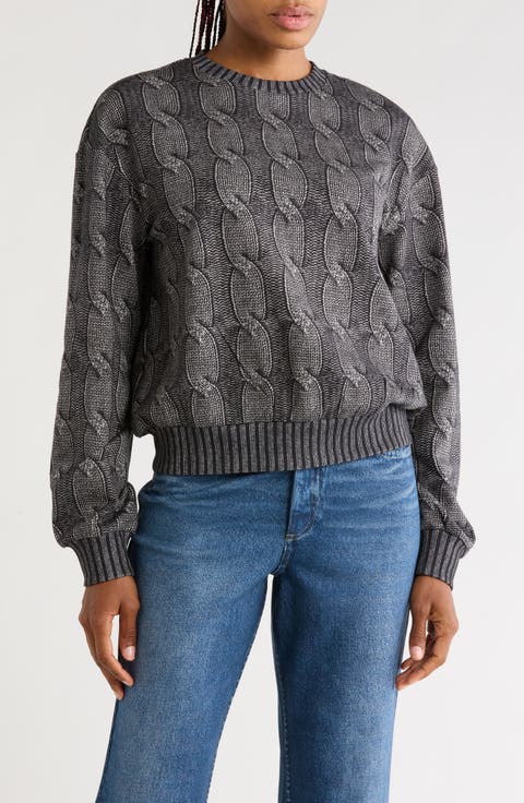 Cable Print Crewneck Sweatshirt
