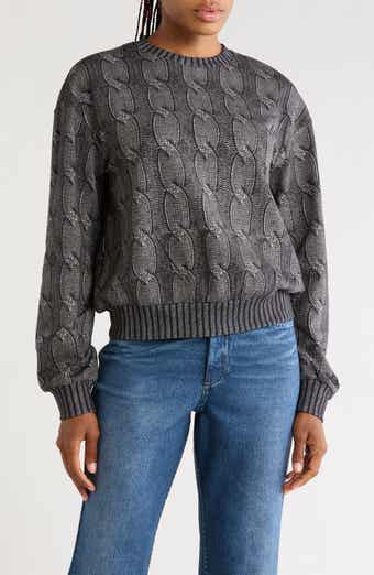 Cable Print Crewneck Sweatshirt