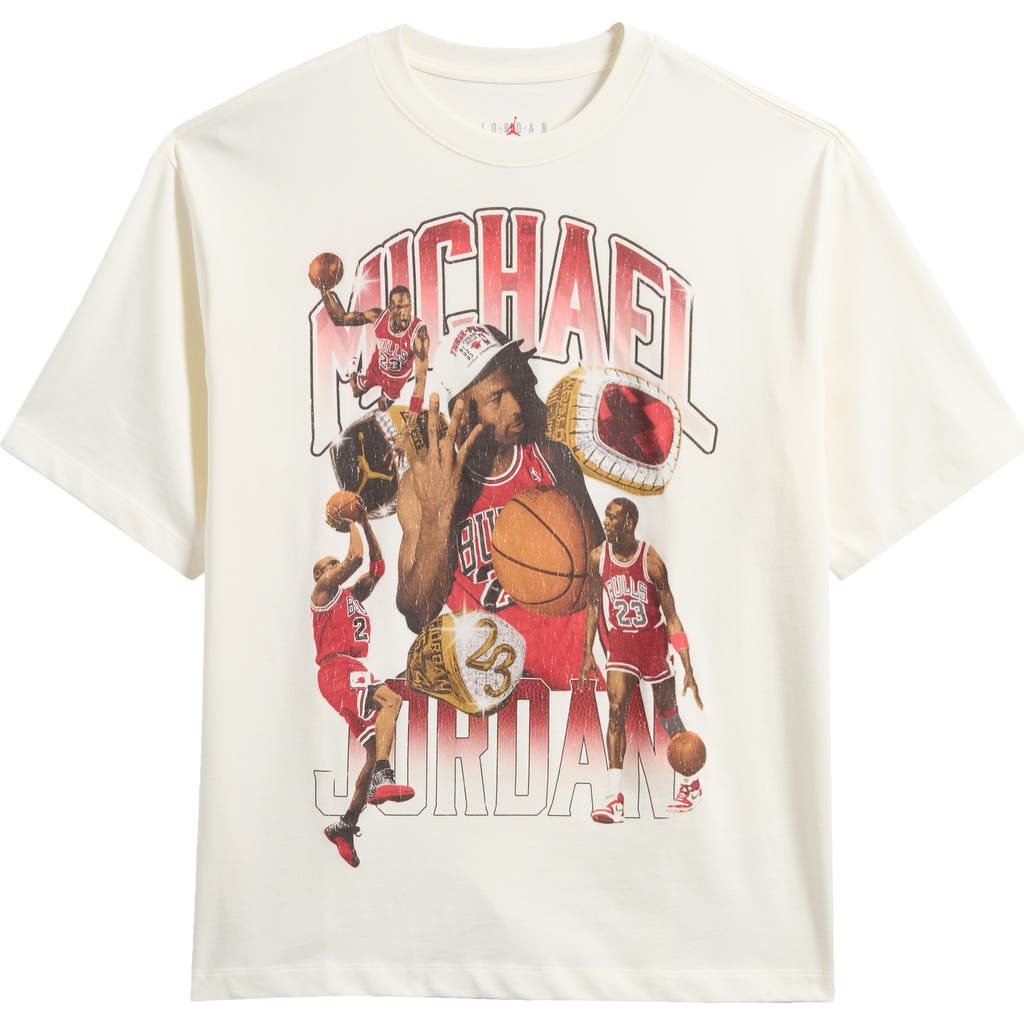 Shop Jordan Essentials Oversize Photo Graphic T-shirt In Sail/varsity Red/varsity Red