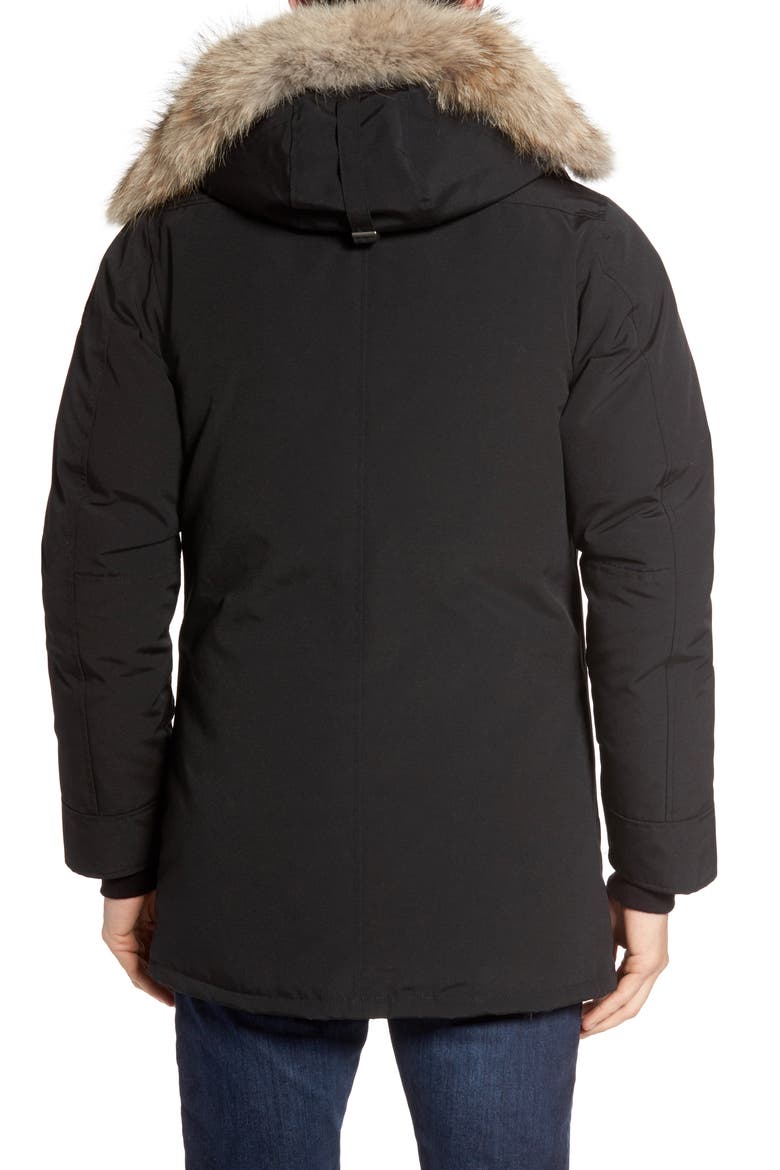 'Chateau' Slim Fit Genuine Coyote Fur Trim Jacket, Alternate, color, BLACK