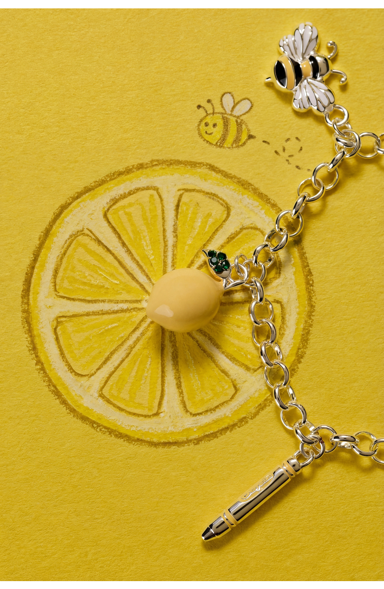 Alex and Ani Crayola x Alex and Ani Fan Favorites Sunglow Charm Bracelet, Alternate, color, Silver