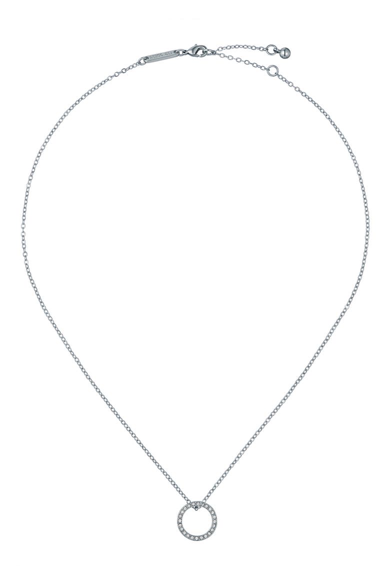 Heri Crystal Hoop Pendant Necklace, Main, color, SILVER TONE CLEAR CRYSTAL