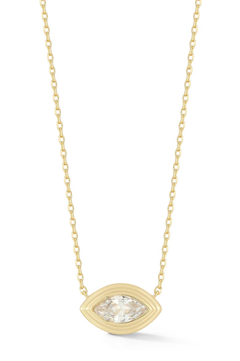 Marquise Cubic Zirconia Pendant Necklace, Main, color, GOLD