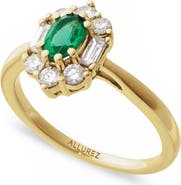 ALLUREZ Oval Lab Emerald & Diamond Halo Ring 14K 0.95ct