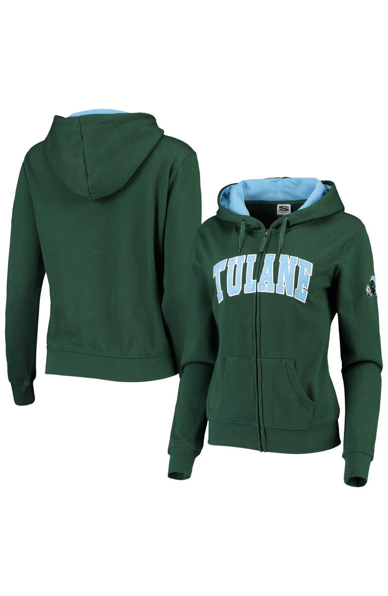 COLOSSEUM Women's Green Tulane Green Wave Arched Name Full-Zip Hoodie, Main, color, Green