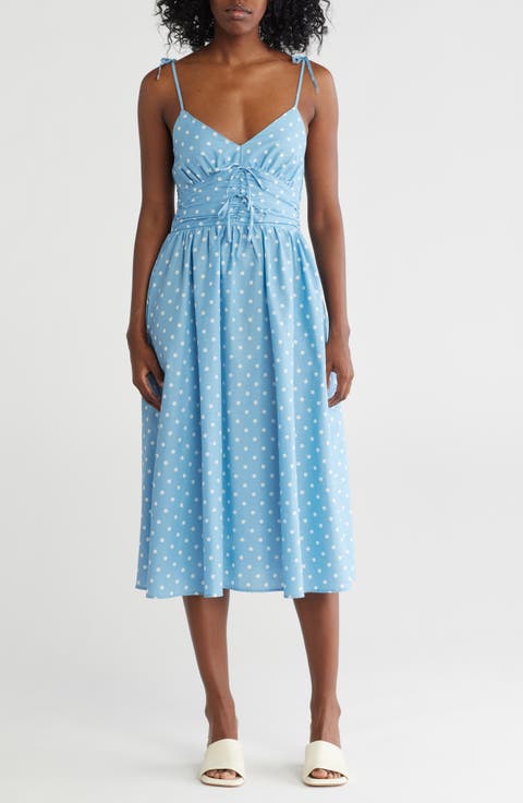 Tie Strap Poplin Midi Dress