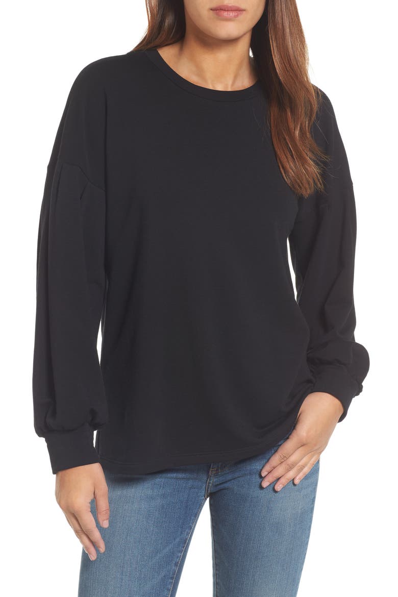 Tie Back Sweatshirt, Main, color, BLACK