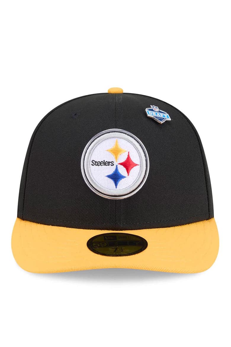 Men's New Era  Black/Gold Pittsburgh Steelers 2026 NFL Draft Pre-Curved 59FIFTY Fitted Hat, Alternate, color, Black