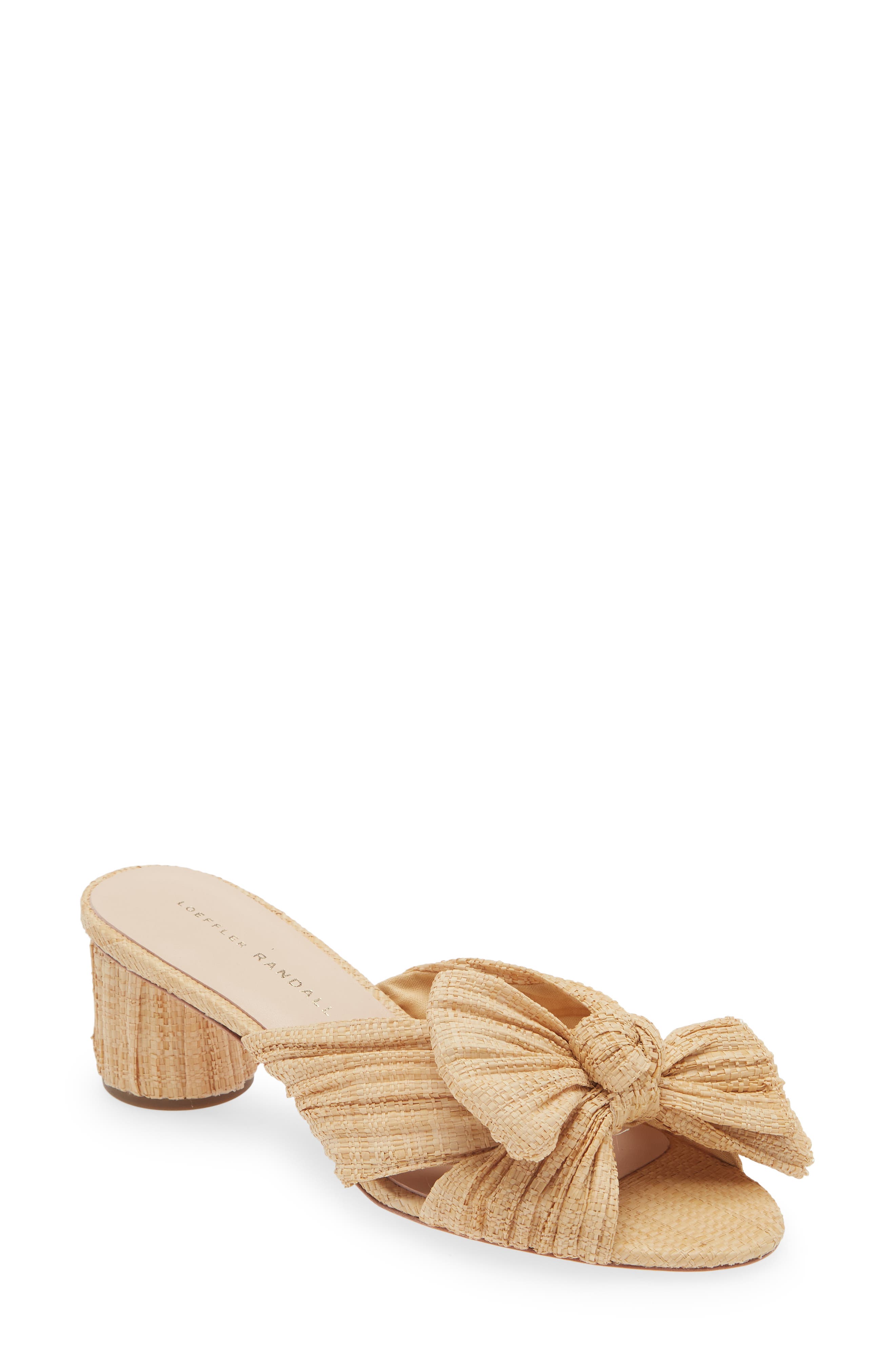 Loeffler Randall Emilia Knot Raffia Slide Sandal, Main, color, Natural