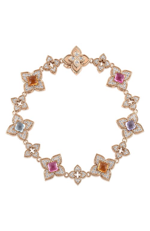 Roberto Coin Venetian Princess Carnevale Diamond & Mixed Jewels Bracelet in Rose Gold 