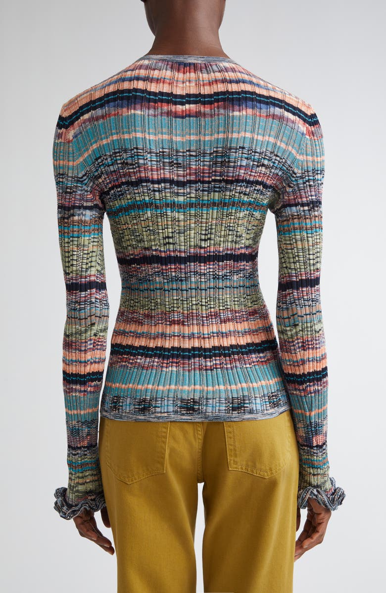 Ulla Johnson Lex Ruffle Space Dye Cardigan, Alternate, color, Azurite