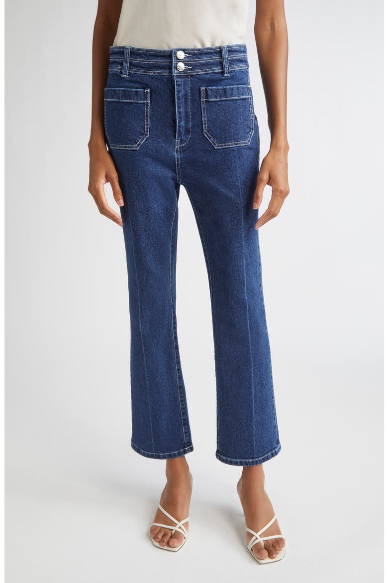 Dorothea Contrast Crease Wide Leg Ankle Jeans, Main, color, OCEANE/ IVORY