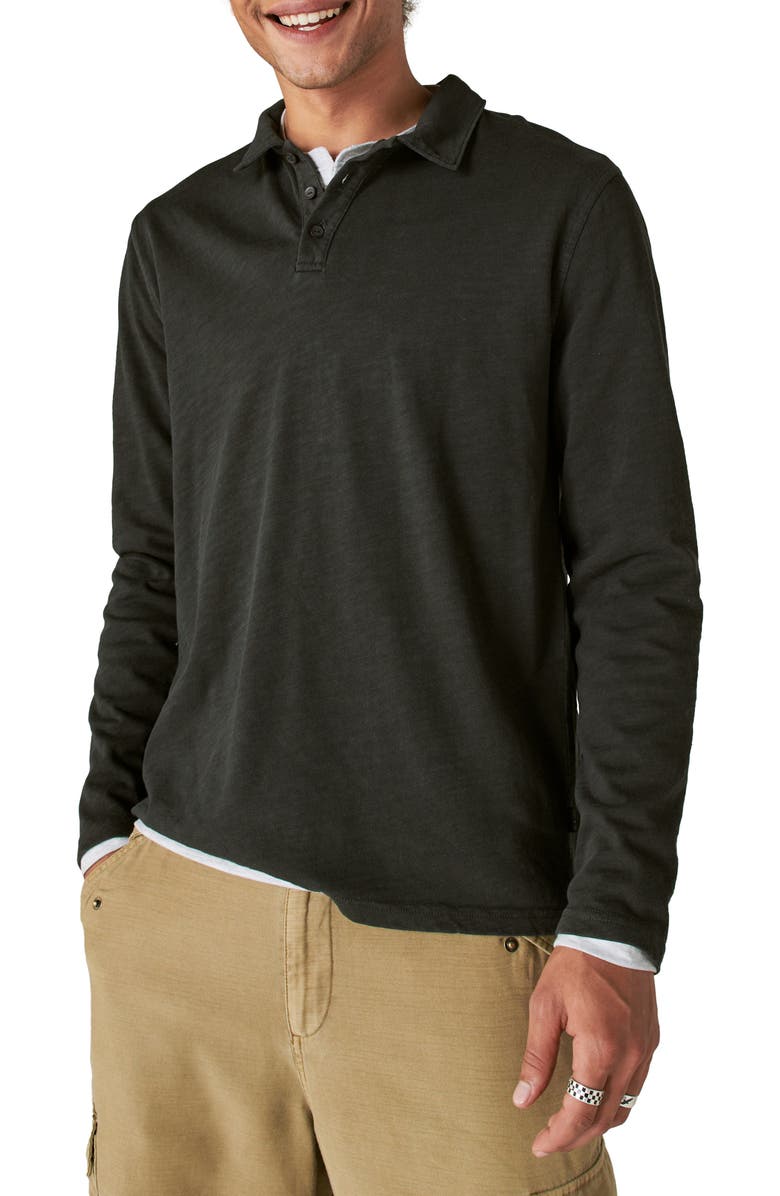 Lucky Brand Weekend Long Sleeve Slub Jersey Polo, Alternate, color,