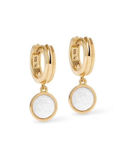 Gold Stilla Mother of Pearl Huggie Earrings